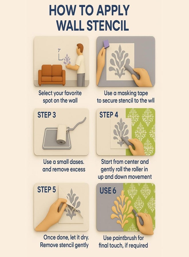 ARandNJ Combo Stencil for Wall Painting (Size:- 16X24 Inch) Theme:-Falling Heart & Floral Haze DIY Reusable Painting Design Suitable for Bedroom,Living Room Entrance (Pack of 2) - Image 3